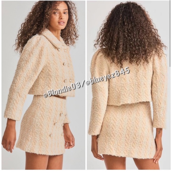 LoveShackFancy “Gibson” Peach Tree Houndstooth skirt in Harvest White 6 NWT - Picture 2 of 7